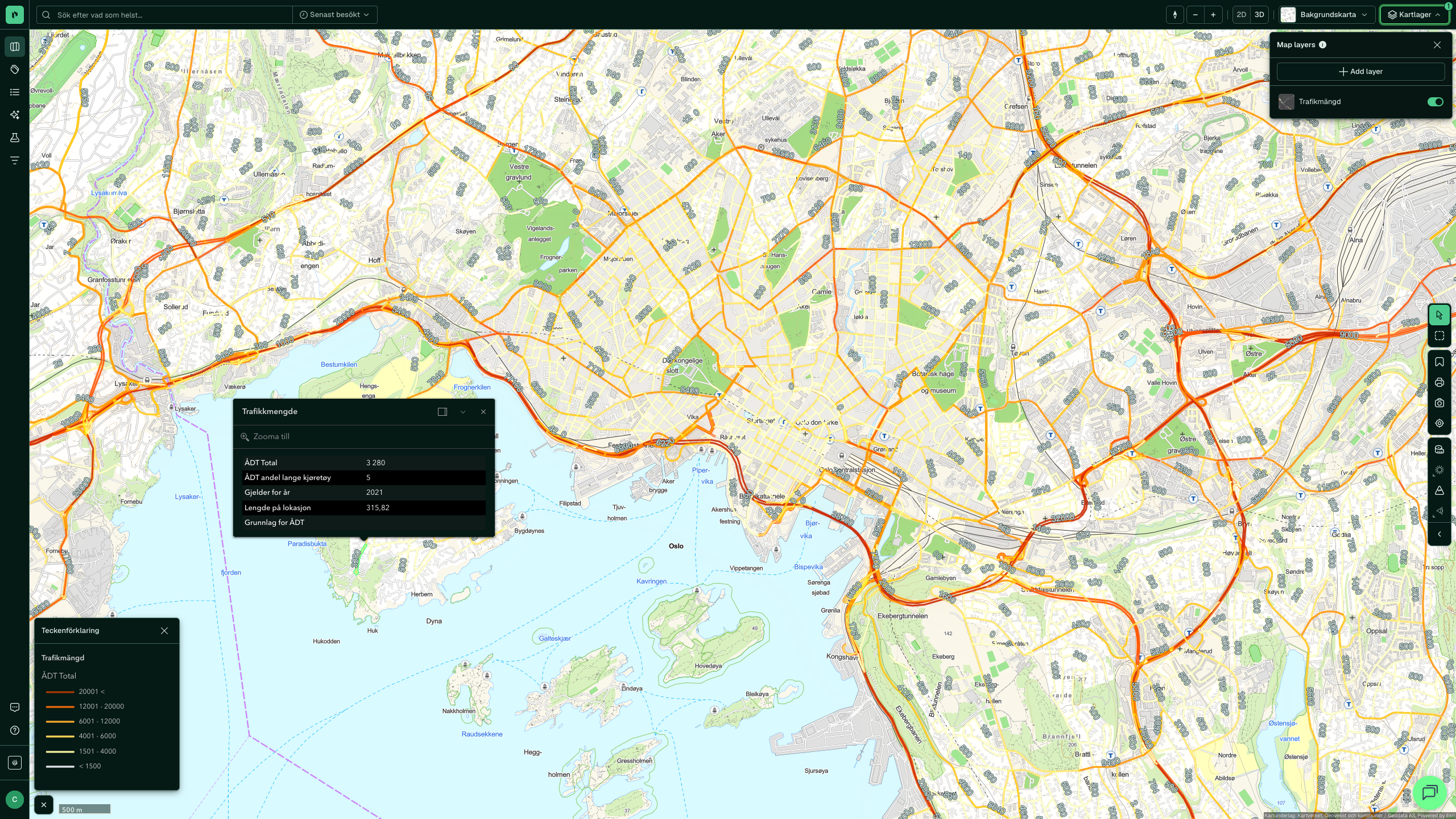 Trafikmängd: klicka i kartan