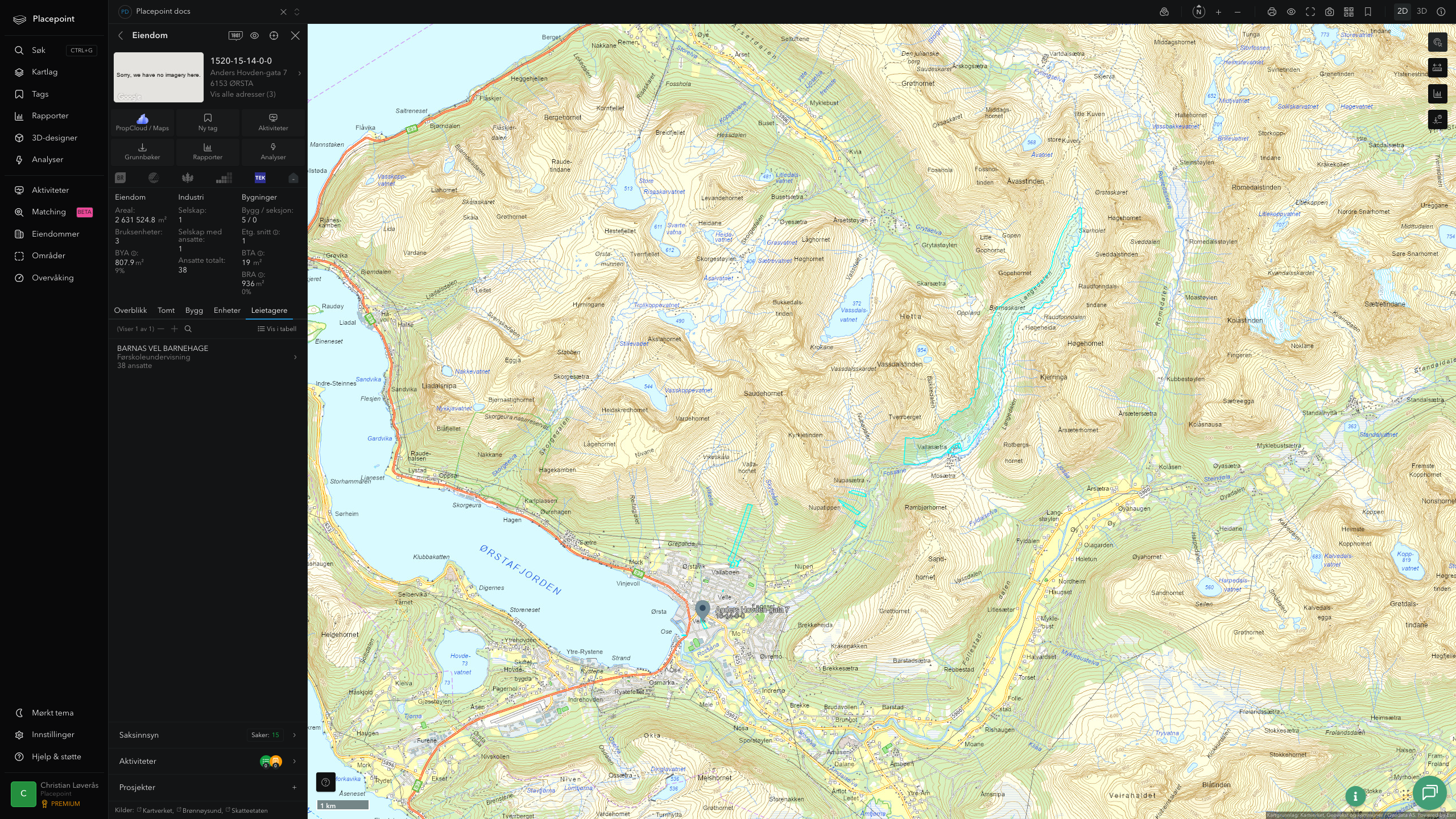 Leietagere-fanen for et av kommunens bygg