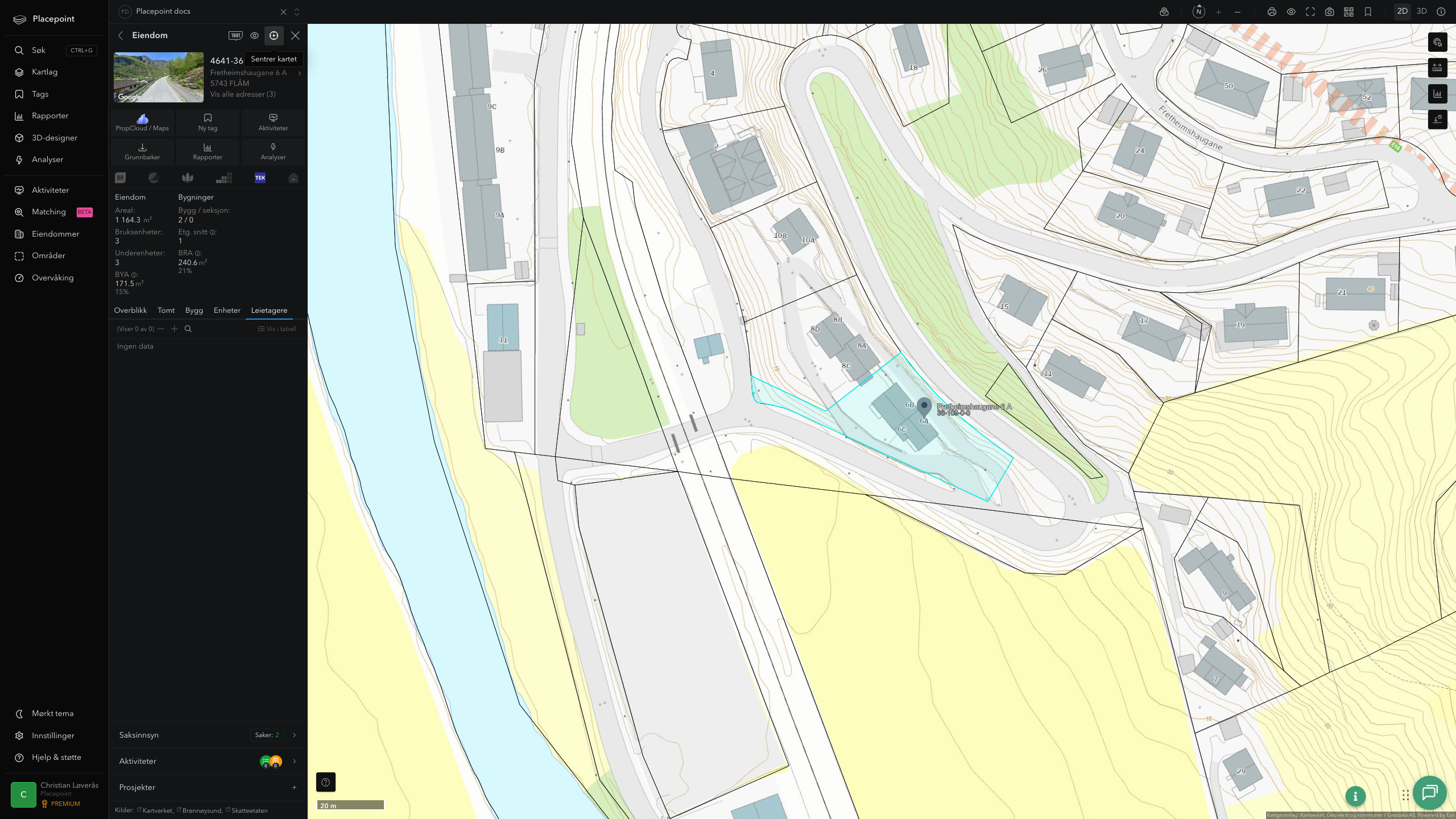 Eiendomspanel for en av Aurland kommunes eiendommer