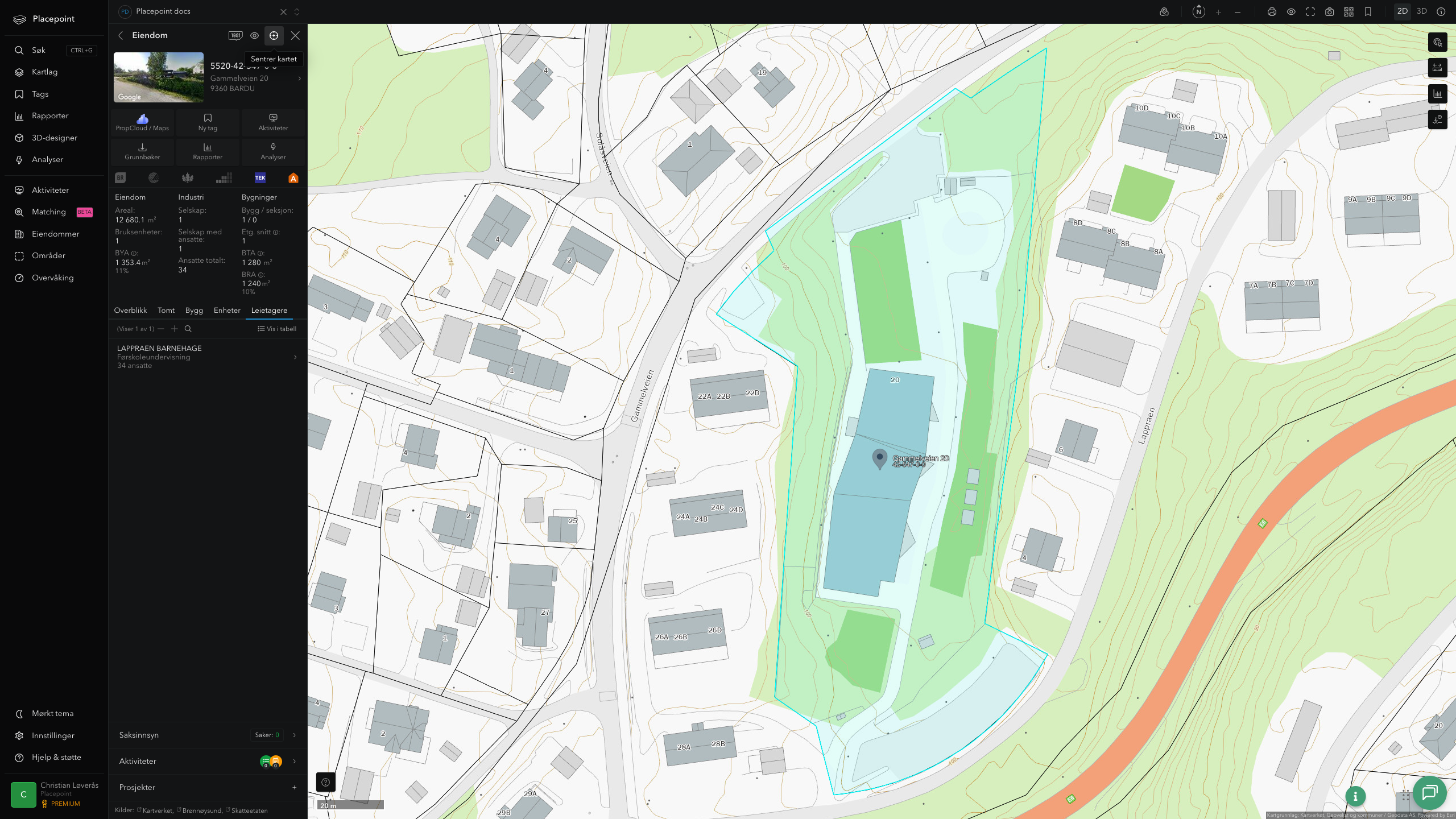 Eiendomspanel for en av Bardu kommunes eiendommer