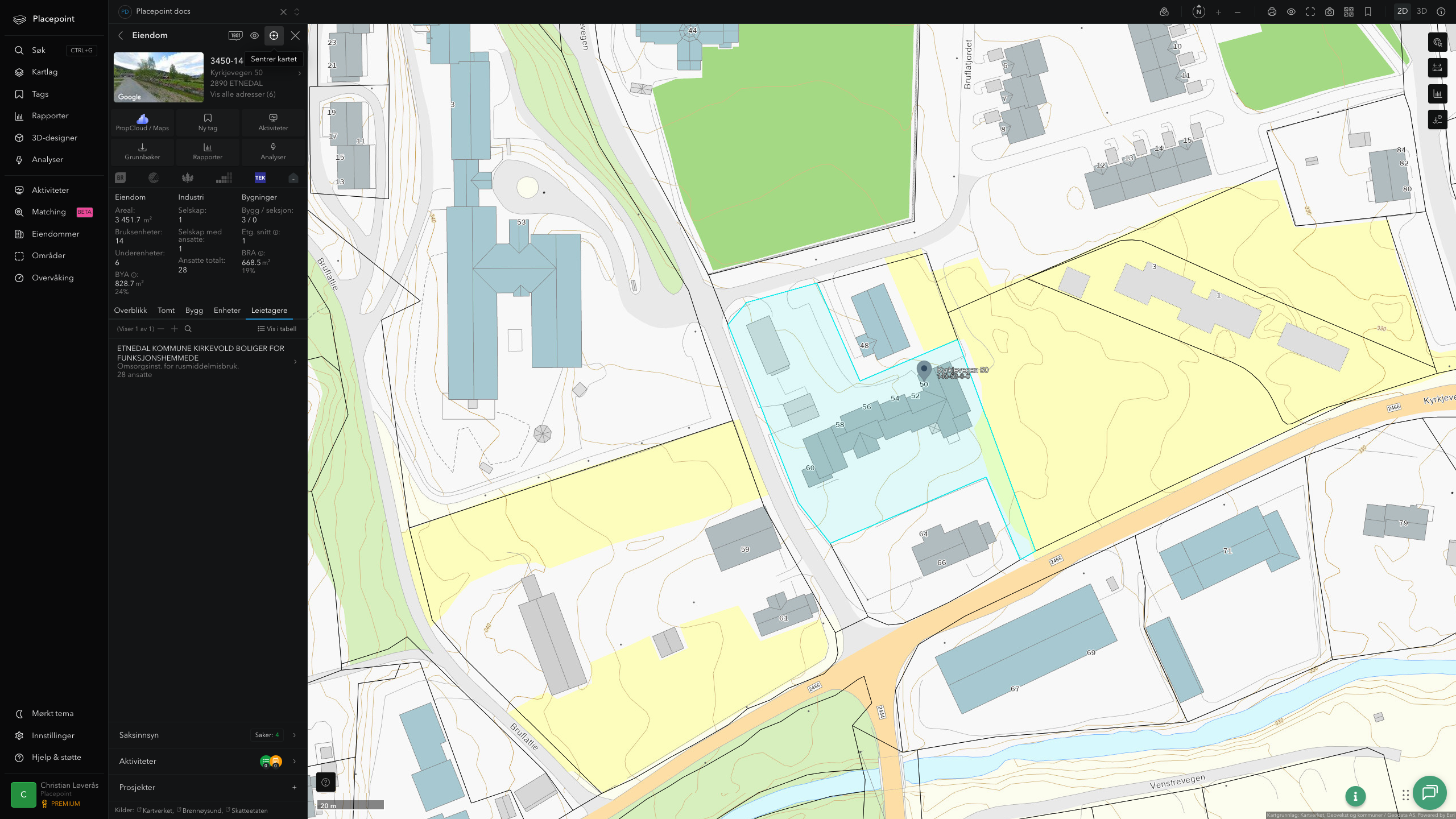 Eiendomspanel for en av Etnedal kommunes eiendommer