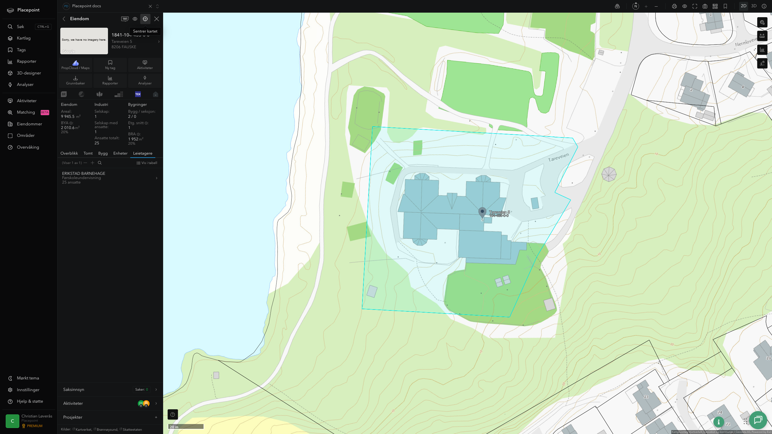 Eiendomspanel for en av Fauske kommunes eiendommer