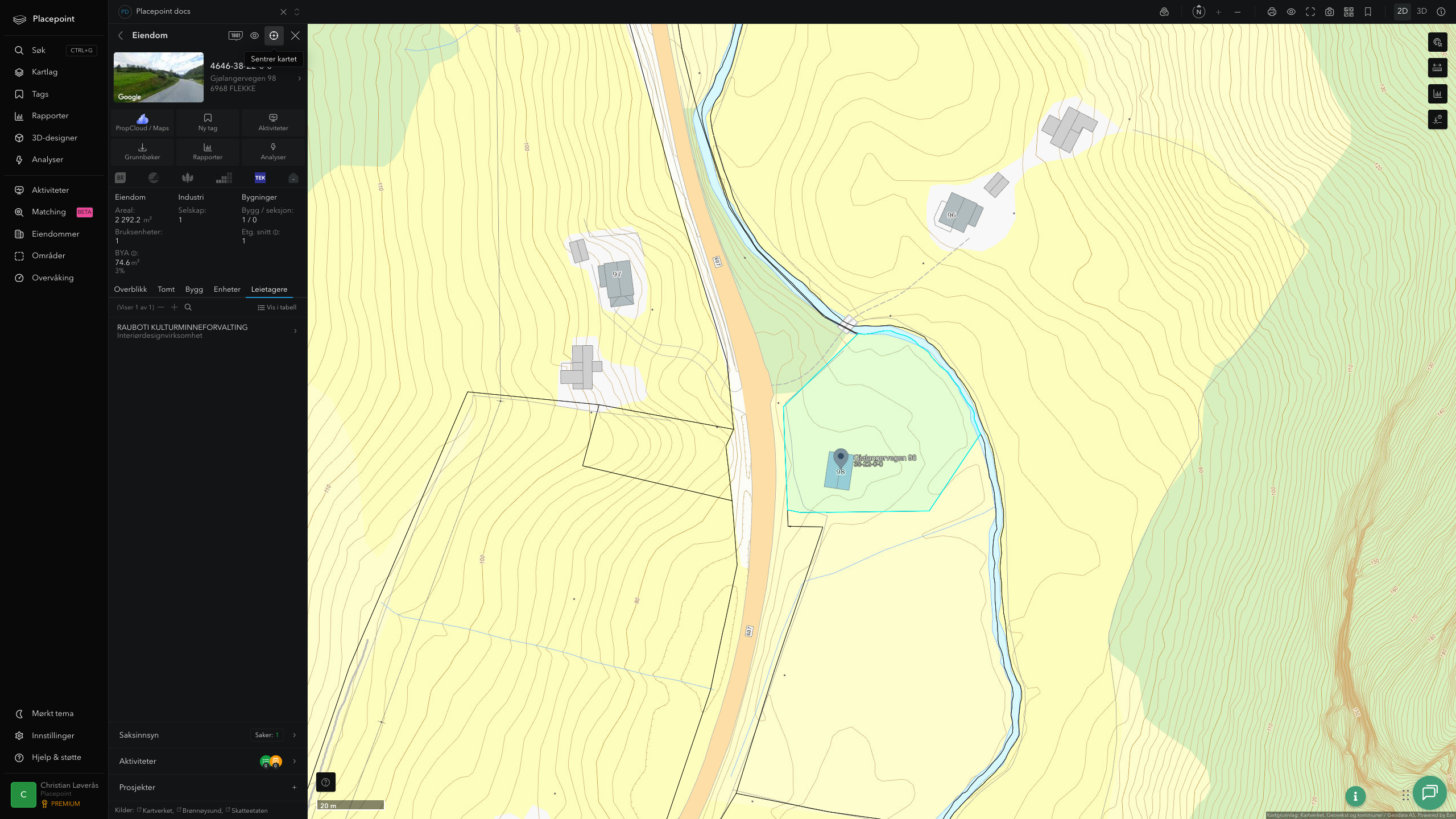 Eiendomspanel for en av Fjaler kommunes eiendommer