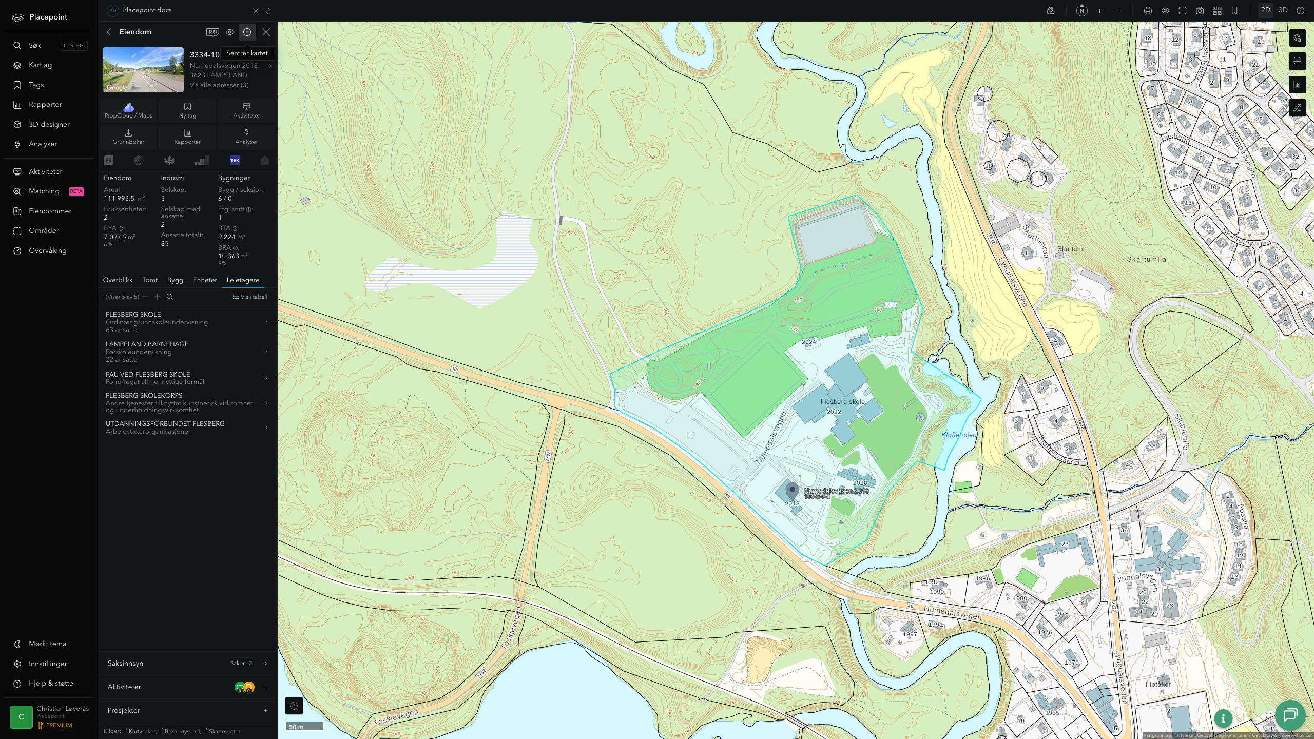 Eiendomspanel for en av Flesberg kommunes eiendommer