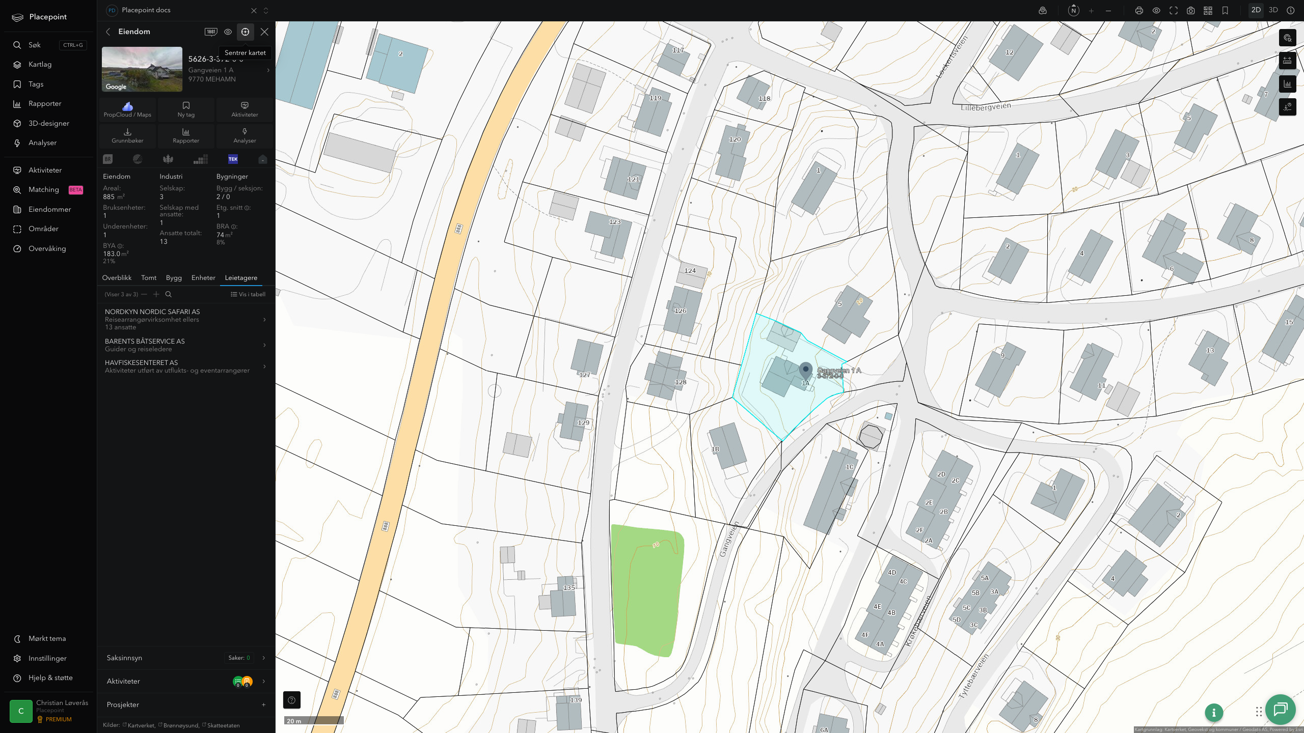 Eiendomspanel for en av Gamvik kommunes eiendommer