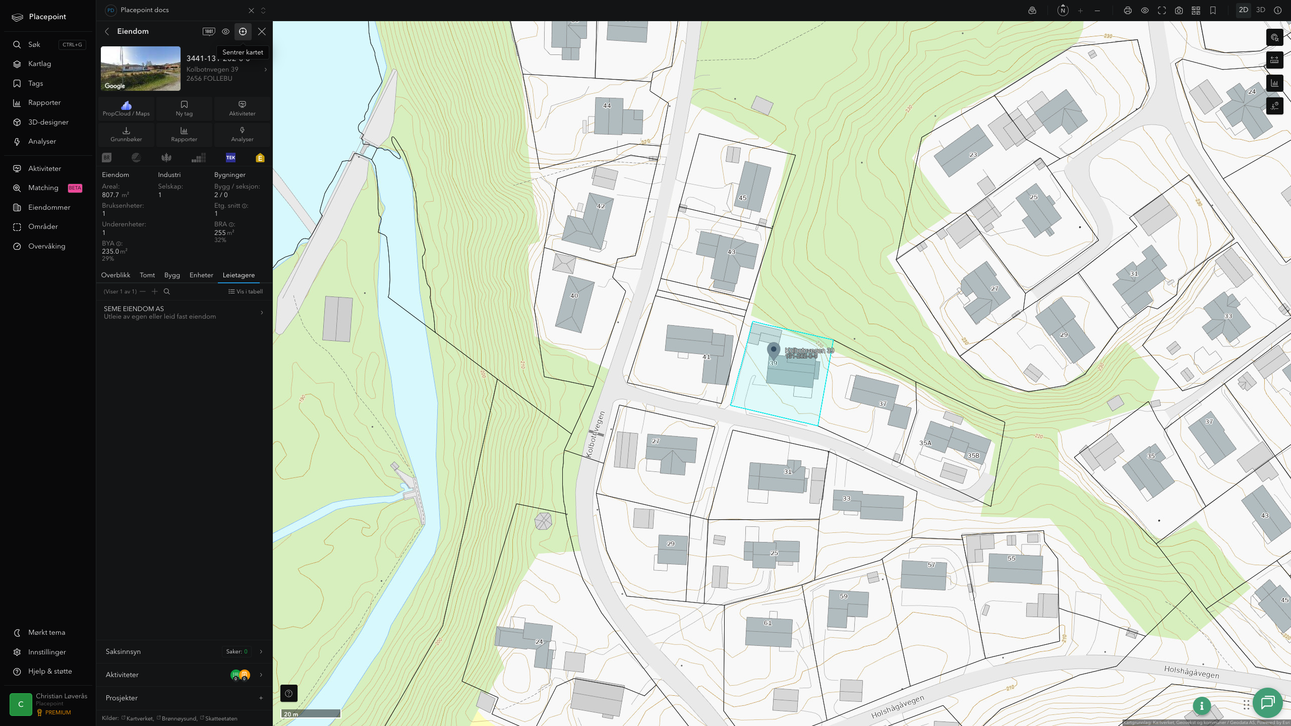 Eiendomspanel for en av Gausdal kommunes eiendommer