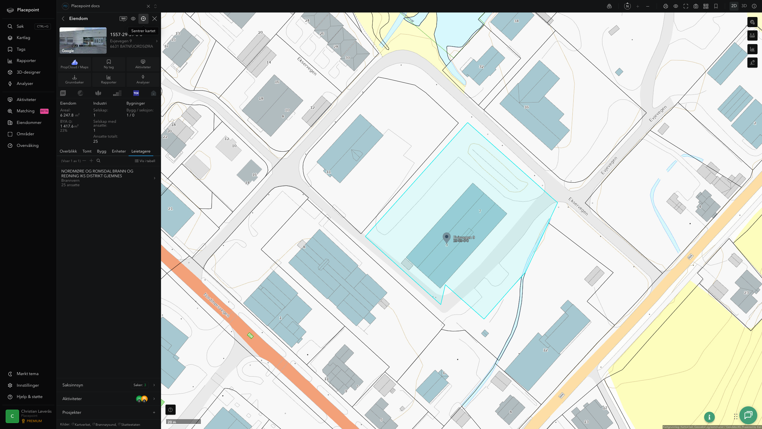 Eiendomspanel for en av Gjemnes kommunes eiendommer