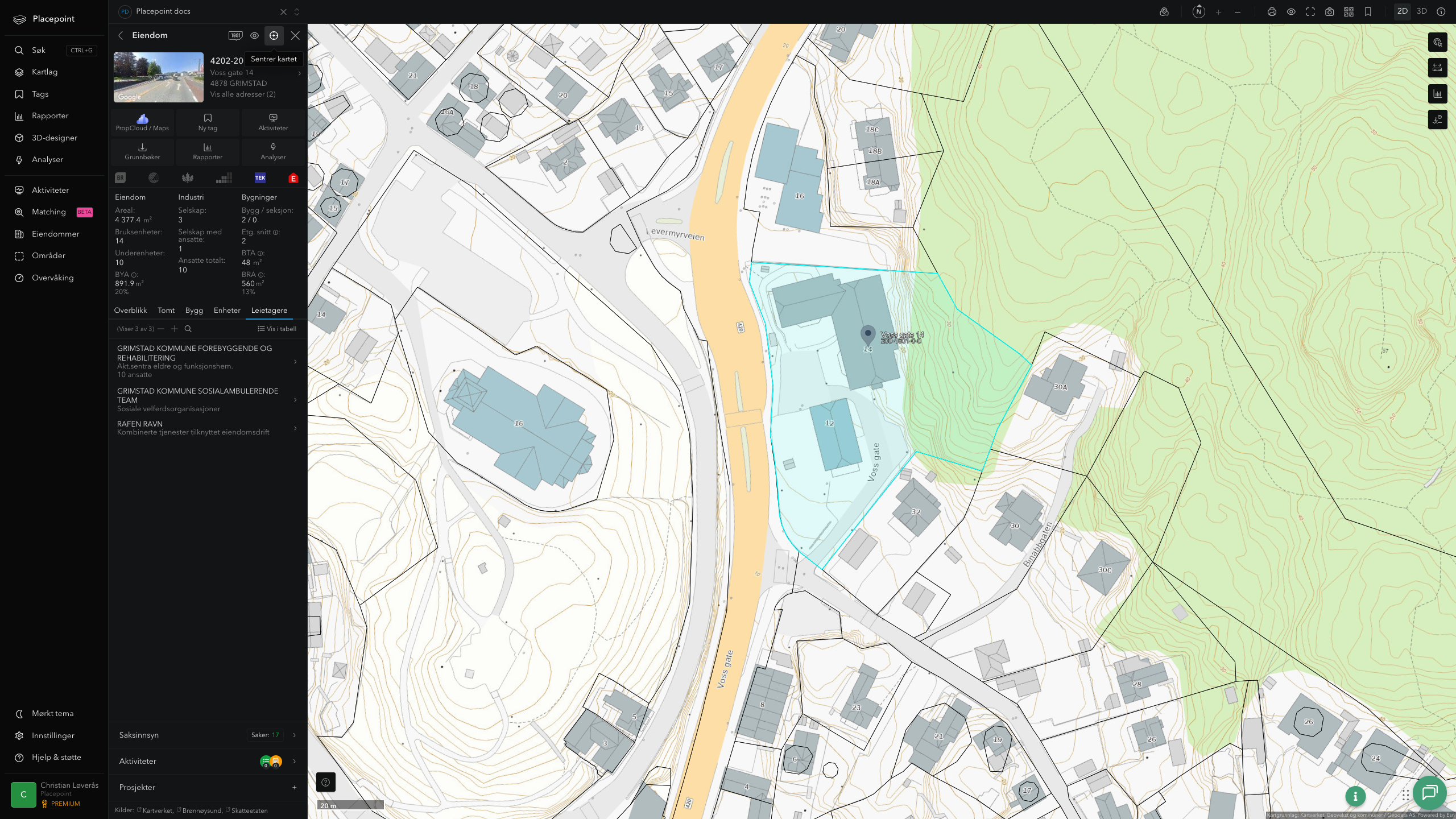 Eiendomspanel for en av Grimstad kommunes eiendommer