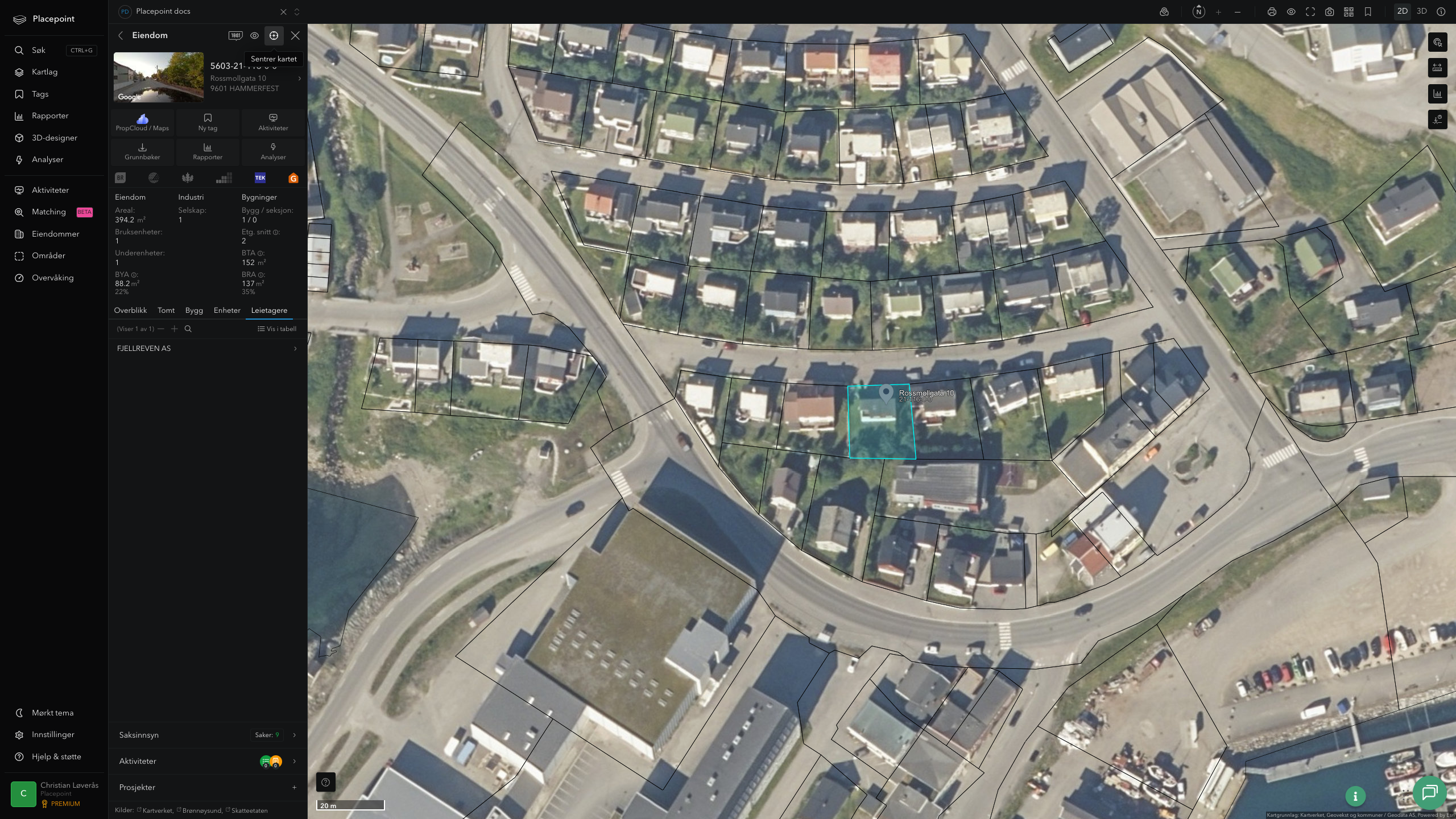 Samme eiendom med flyfoto