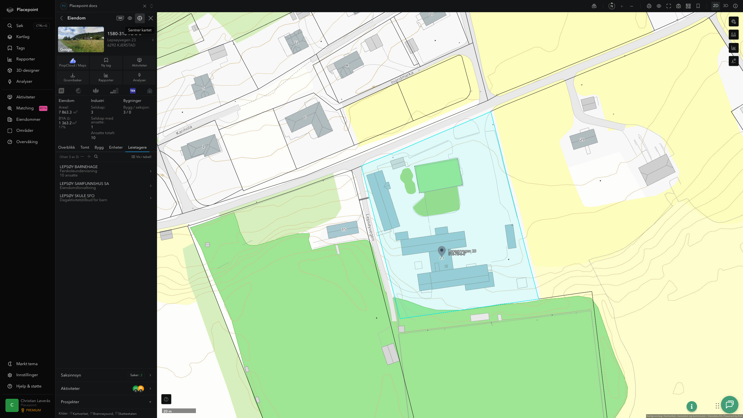Eiendomspanel for en av Haram kommunes eiendommer