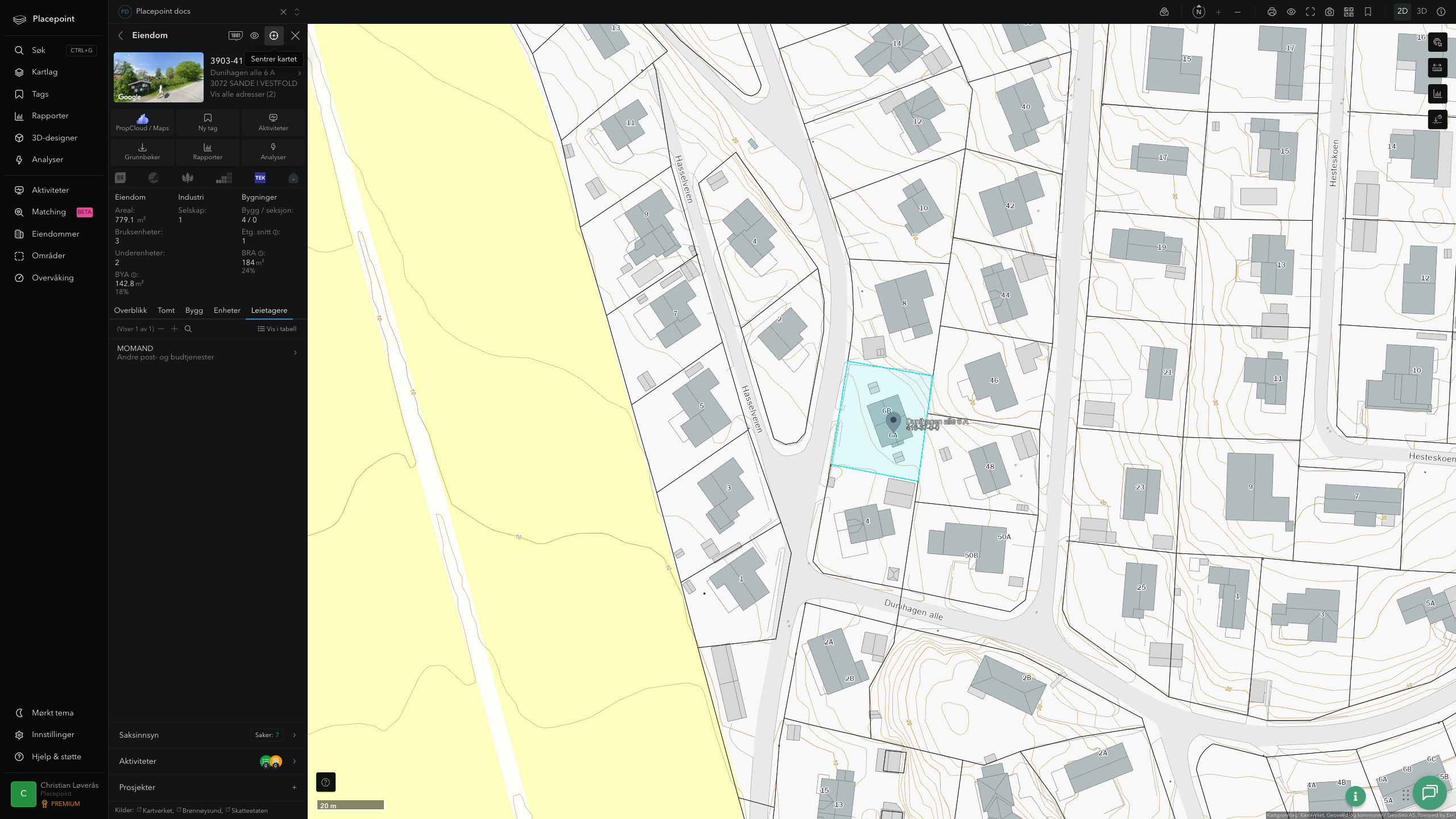 Eiendomspanel for en av Holmestrand kommunes eiendommer