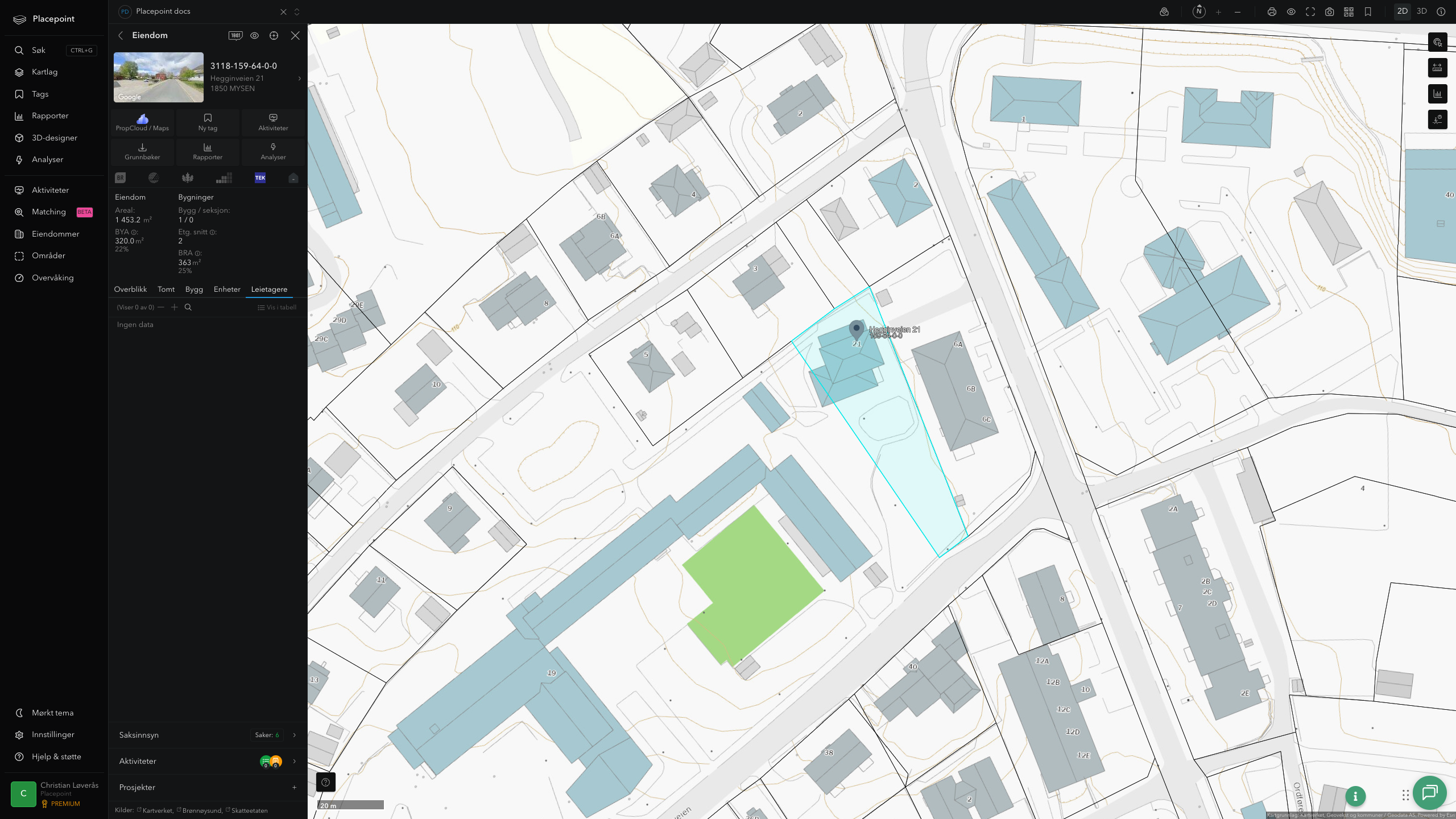 Leietagere i tabellvisning