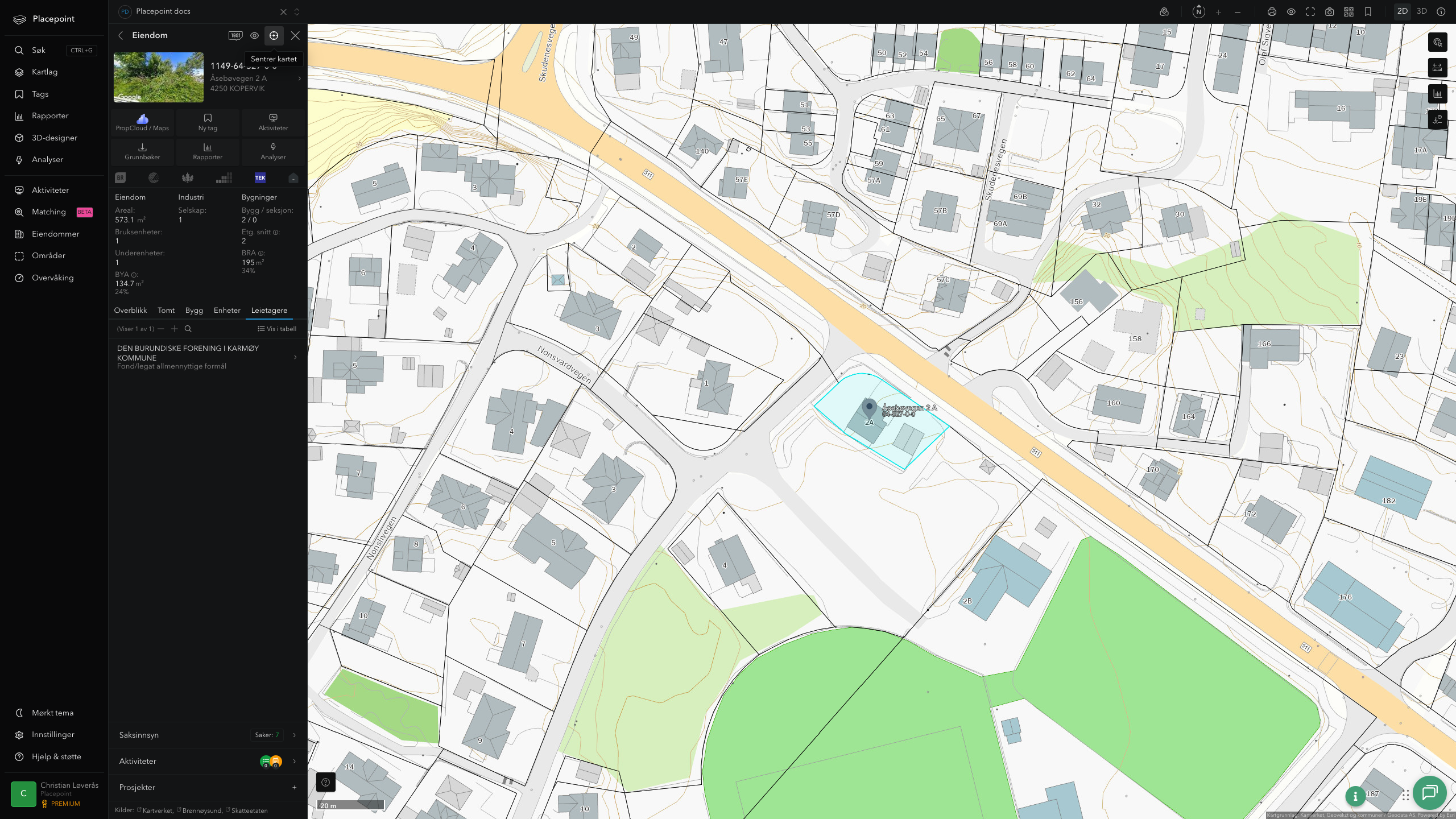 Eiendomspanel for en av Karmøy kommunes eiendommer