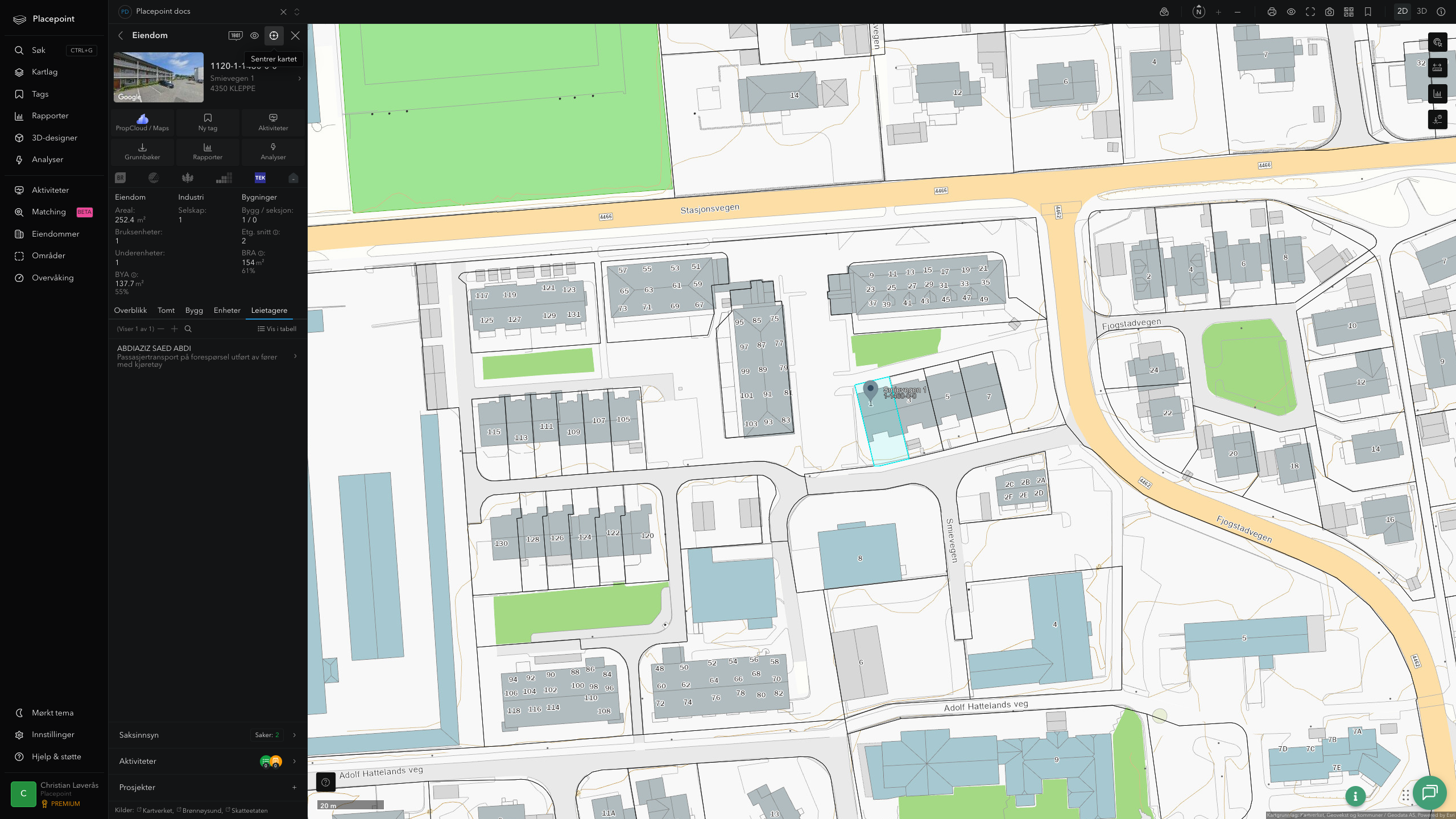 Eiendomspanel for en av Klepp kommunes eiendommer
