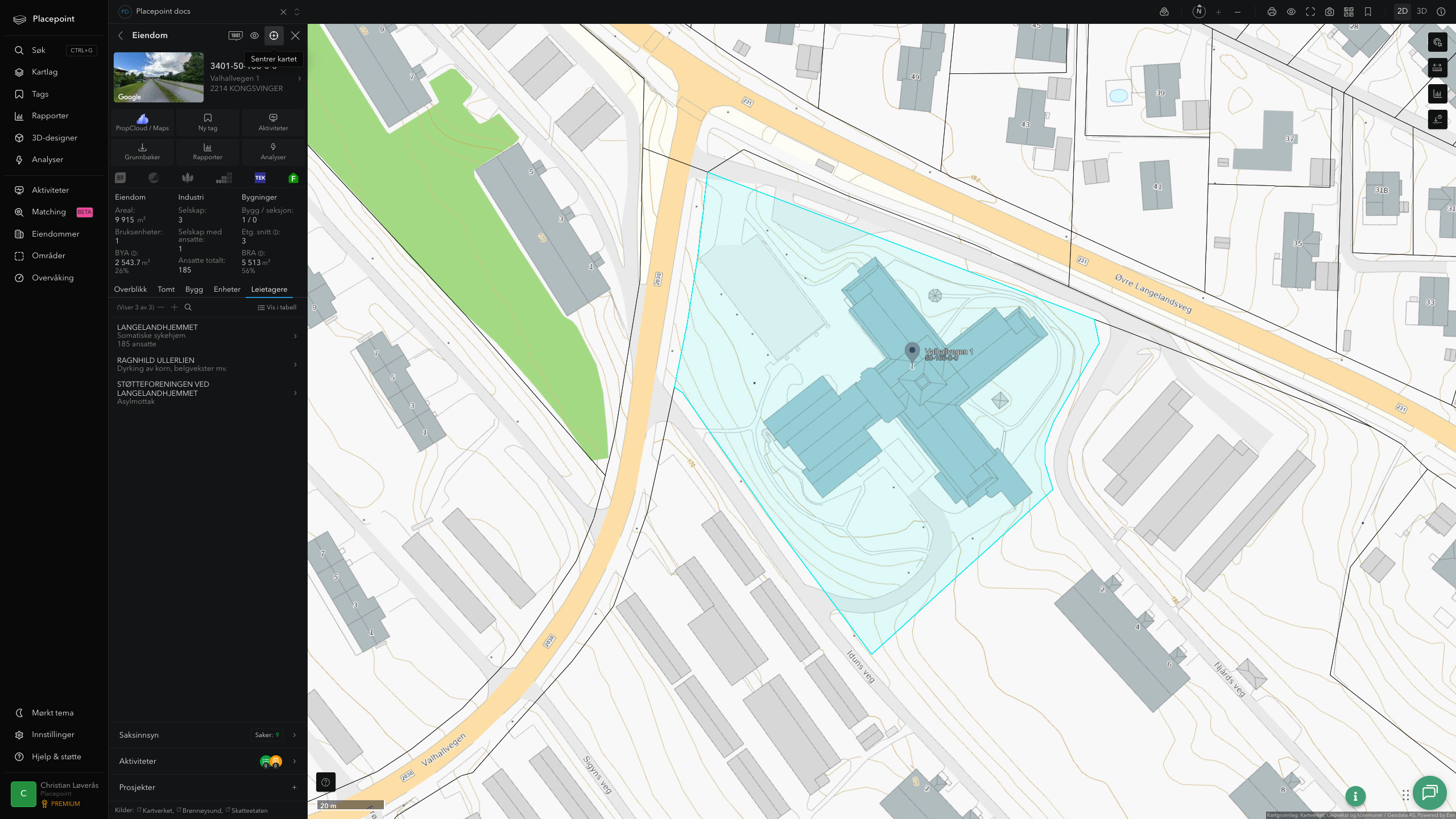 Eiendomspanel for en av Kongsvinger kommunes eiendommer