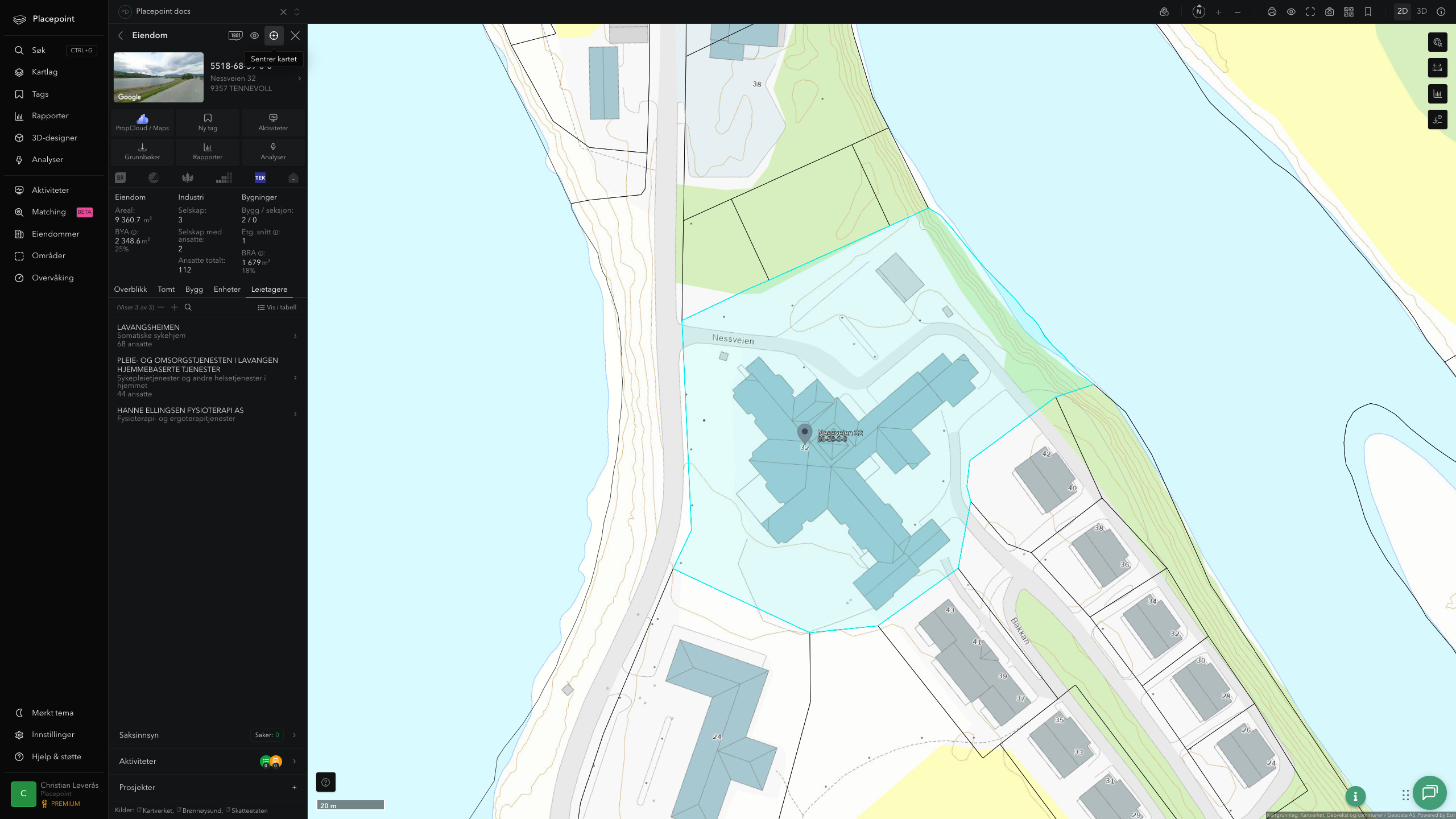Eiendomspanel for en av kommunens eiendommer