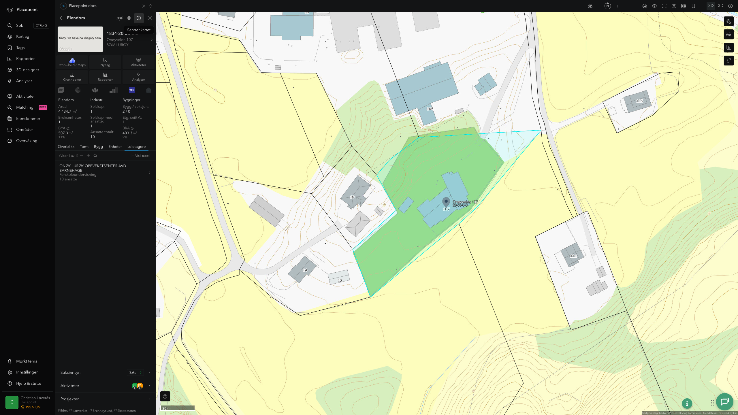 Eiendomspanel for en av Lurøy kommunes eiendommer