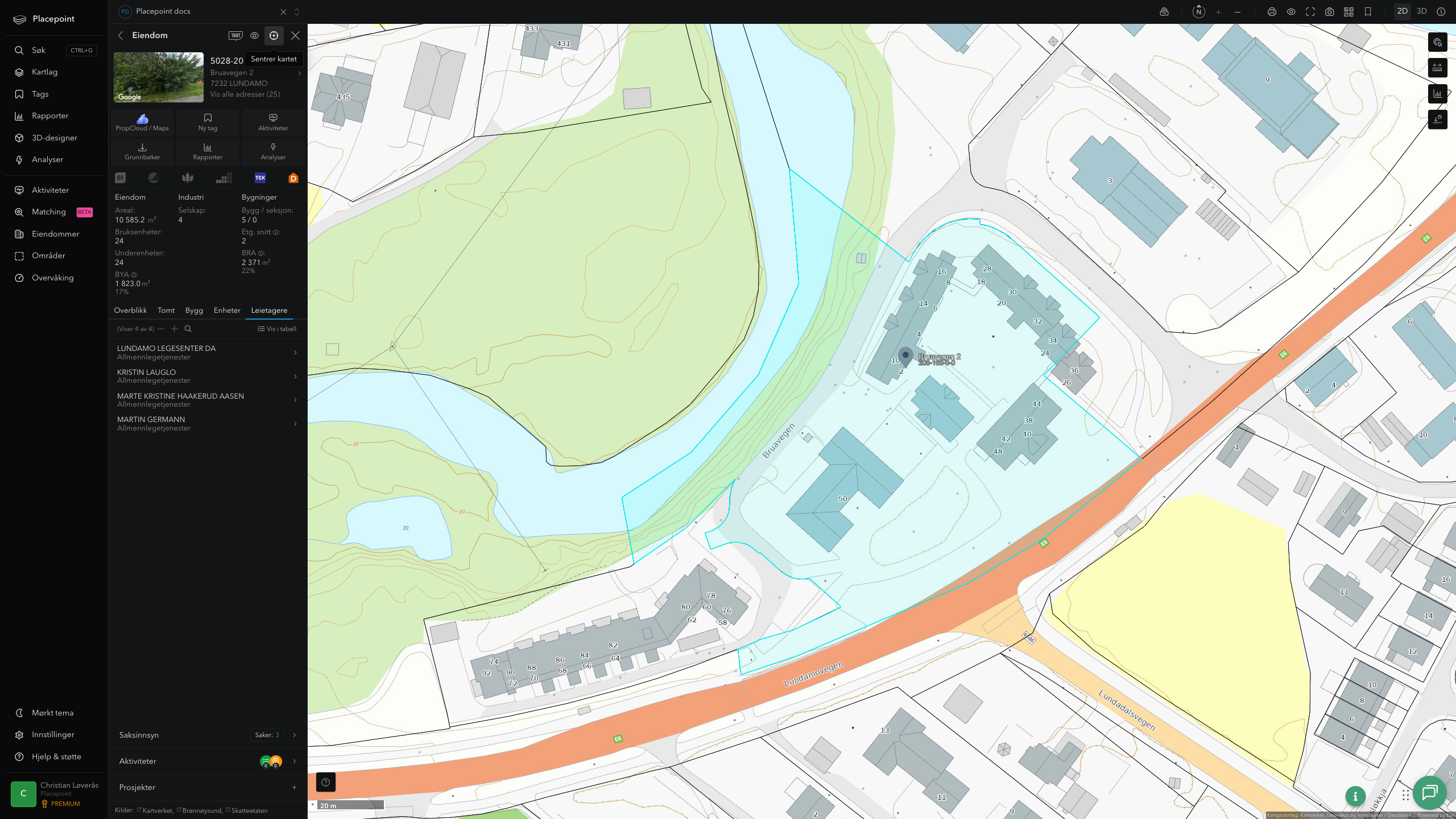 Eiendomspanel for en av Melhus kommunes eiendommer