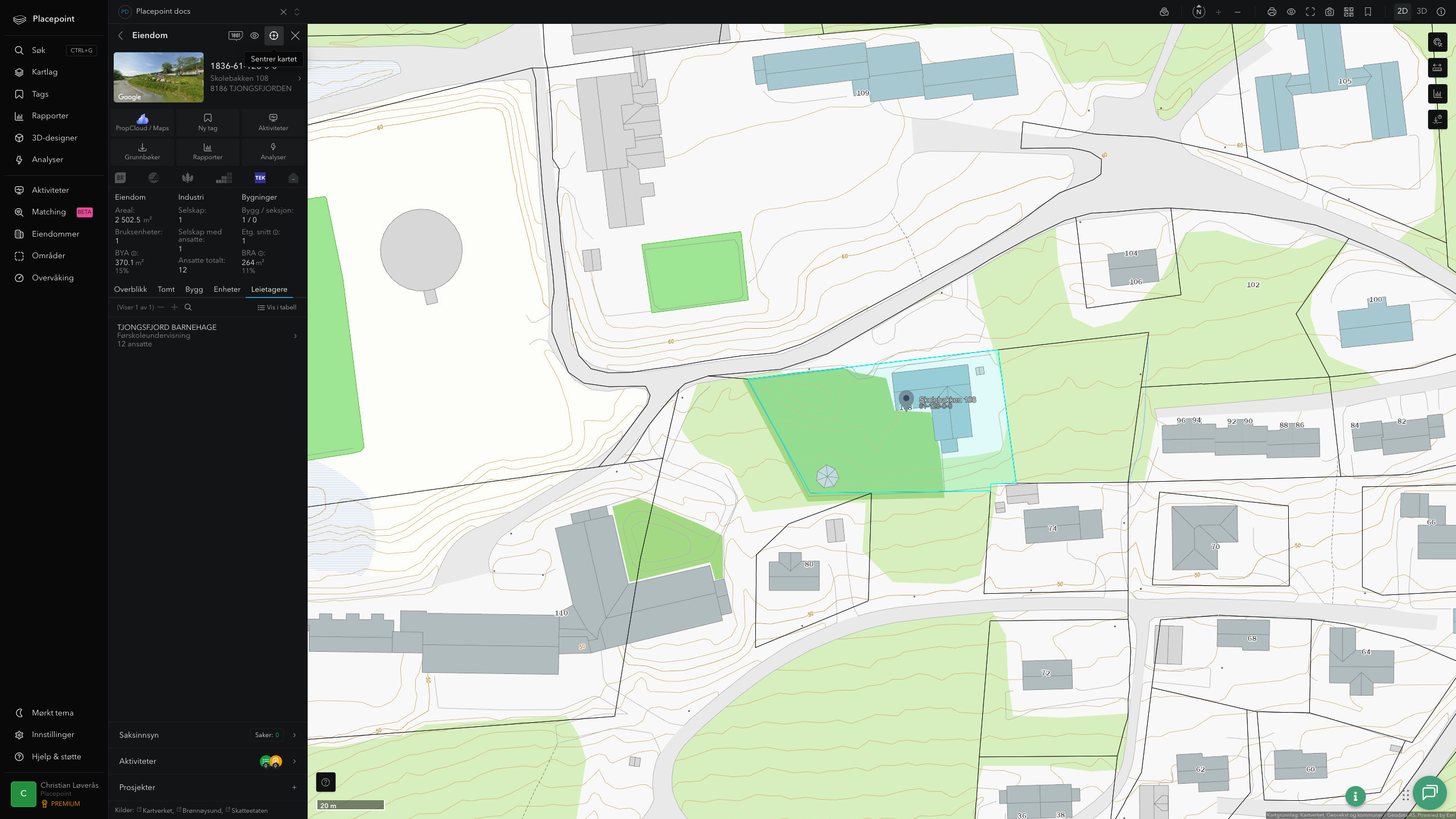 Eiendomspanel for en av Rødøy kommunes eiendommer