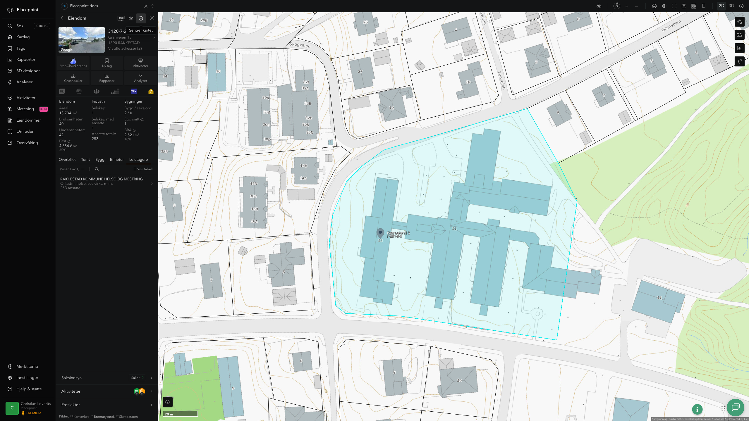 Eiendomspanel for en av Rakkestad kommunes eiendommer