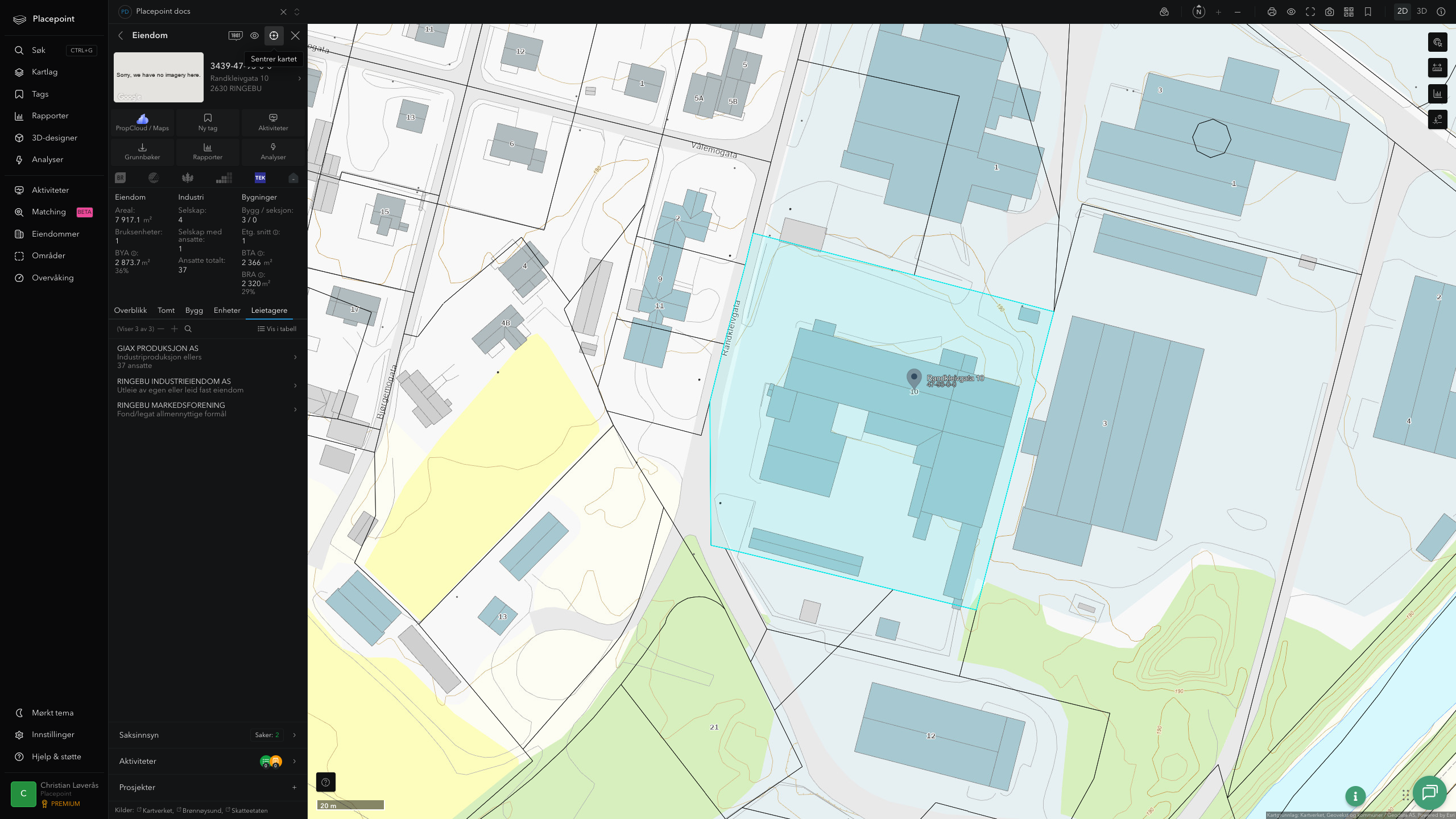 Eiendomspanel for en av Sør-Fron kommunes eiendommer