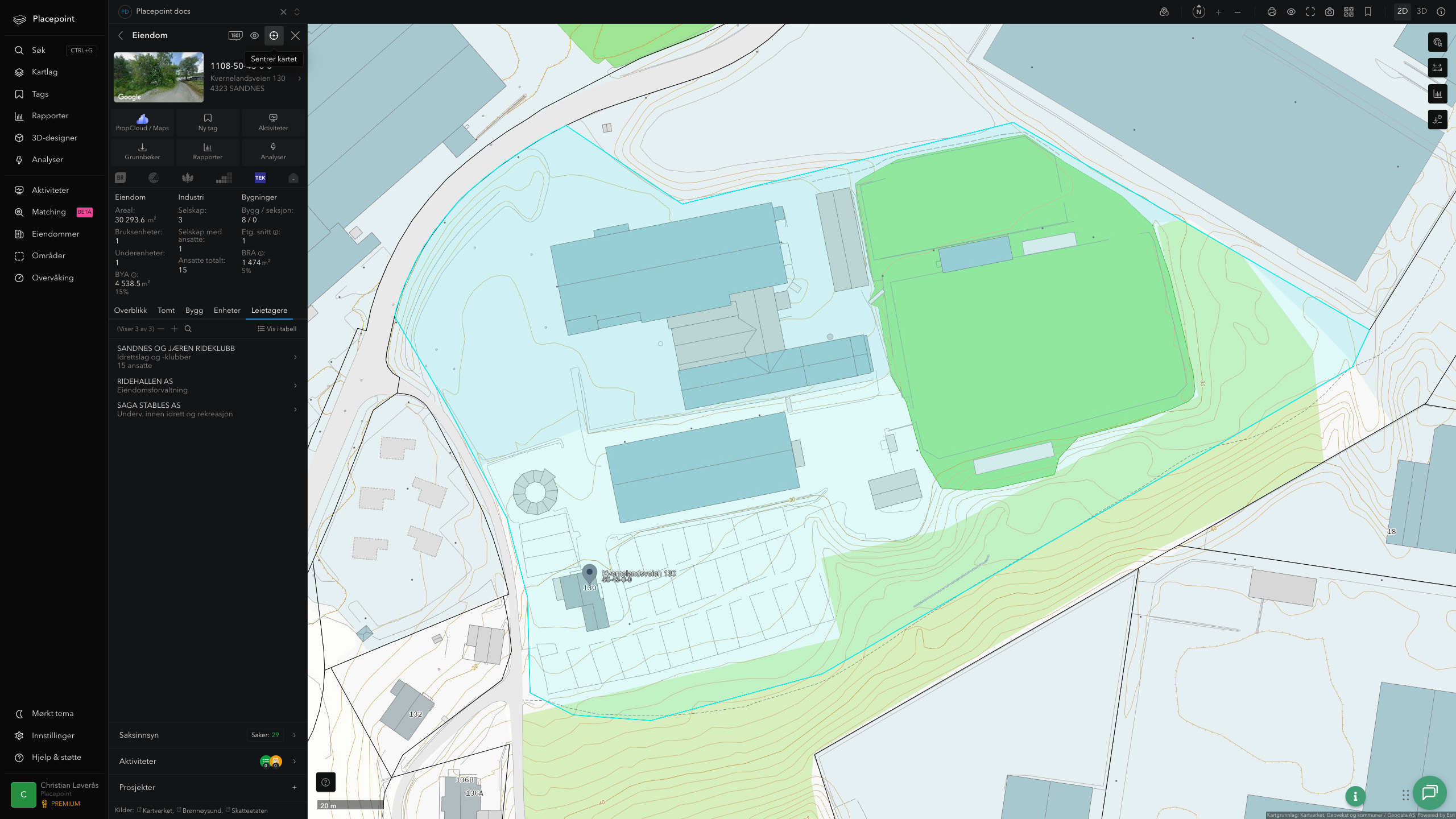 Eiendomspanel for en av Sandnes kommunes eiendommer