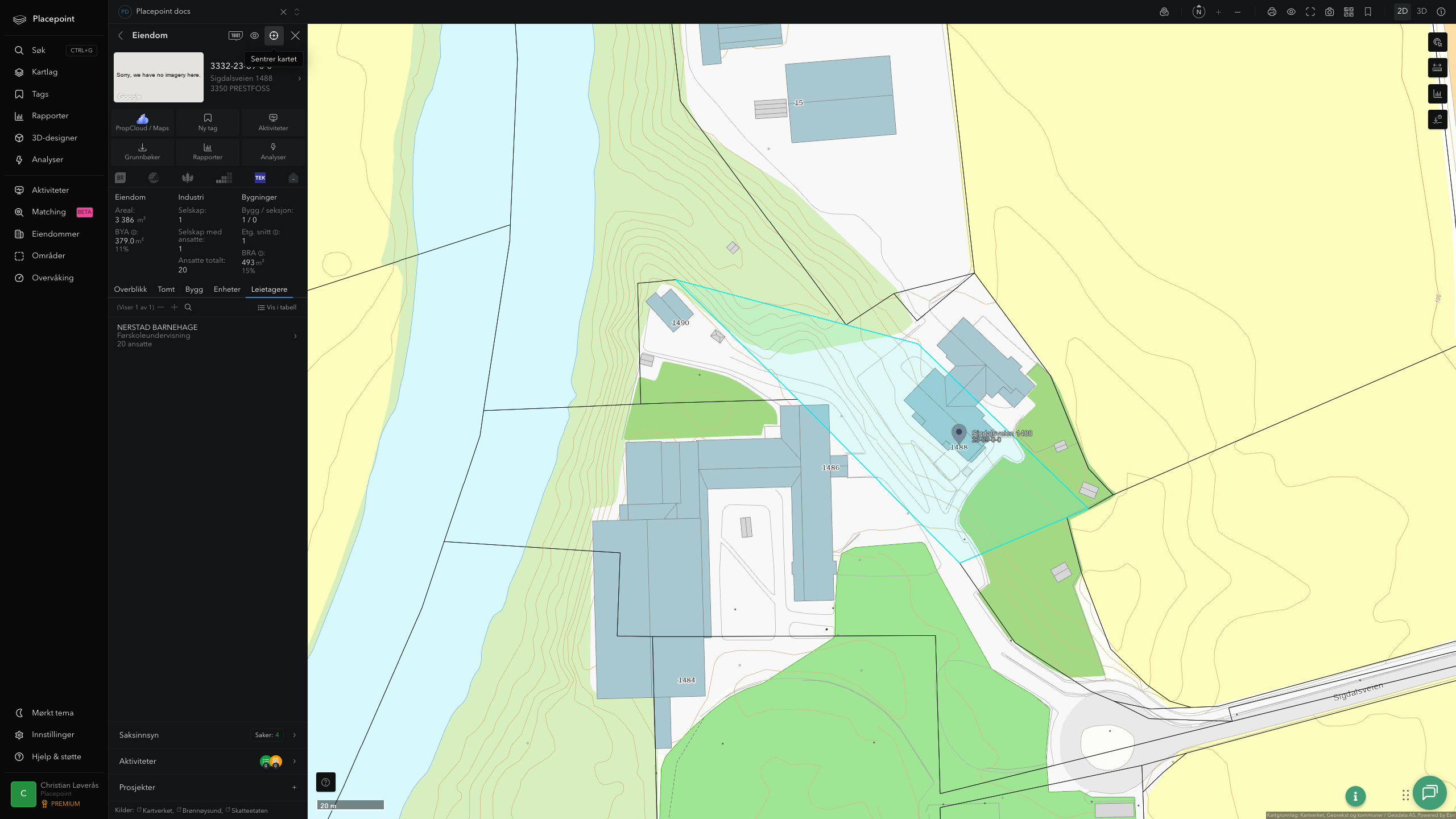 Eiendomspanel for en av Sigdal kommunes eiendommer