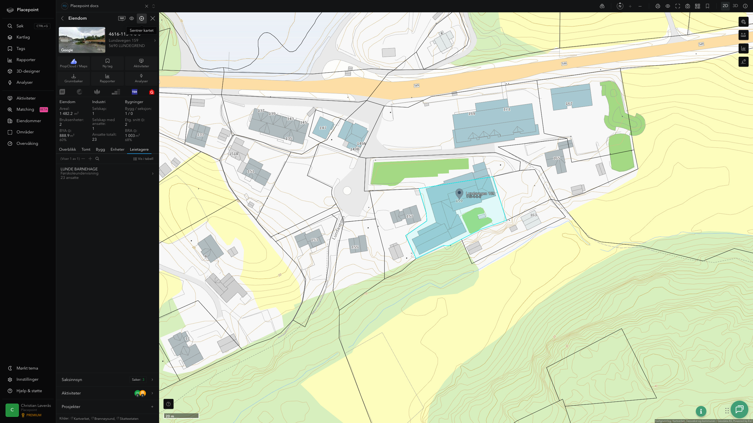 Eiendomspanel for en av Tysnes kommunes eiendommer