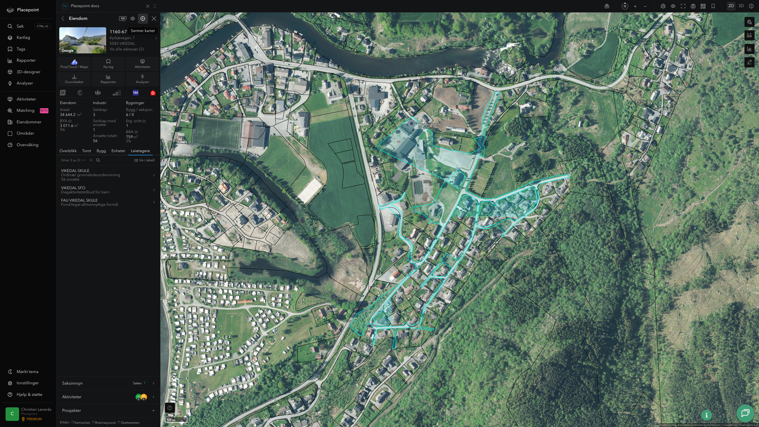 Eiendomspanel for en av Vindafjord kommunes eiendommer